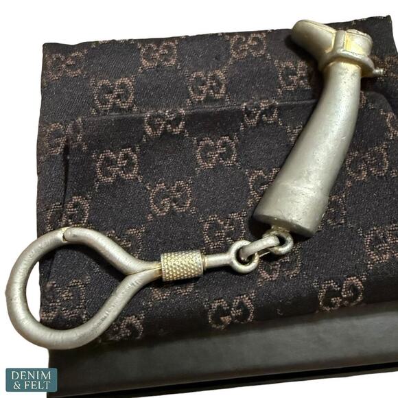 Gucci Vintage Boot Keychain Silver Brass Equestrian Style Made in Italy - Picture 12 of 15